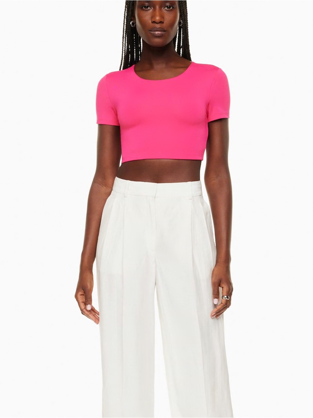 Babaton Original Contour Crew Cropped T-Shirt Hot Pink XS Bold Fuchsia
